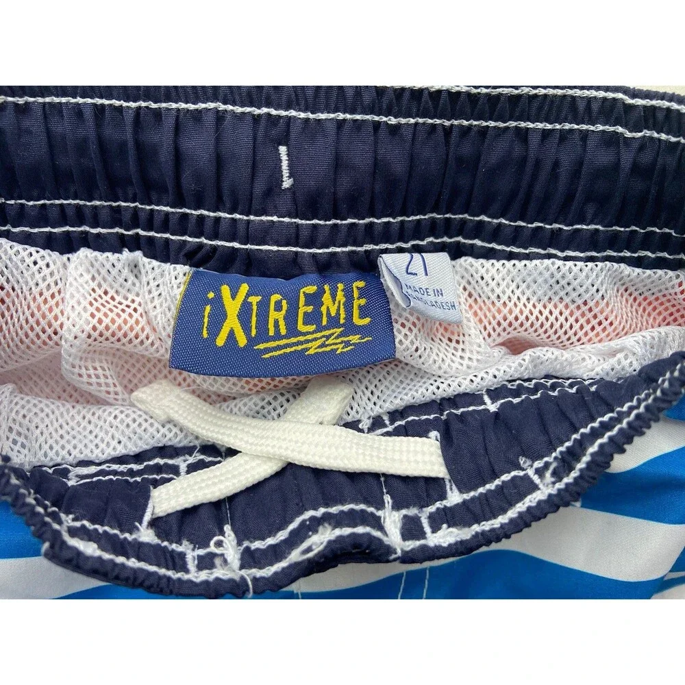 iXtreme Toddler Boys Swim Trunks size 2T Blue Striped Beach Vacation Swim Lesson